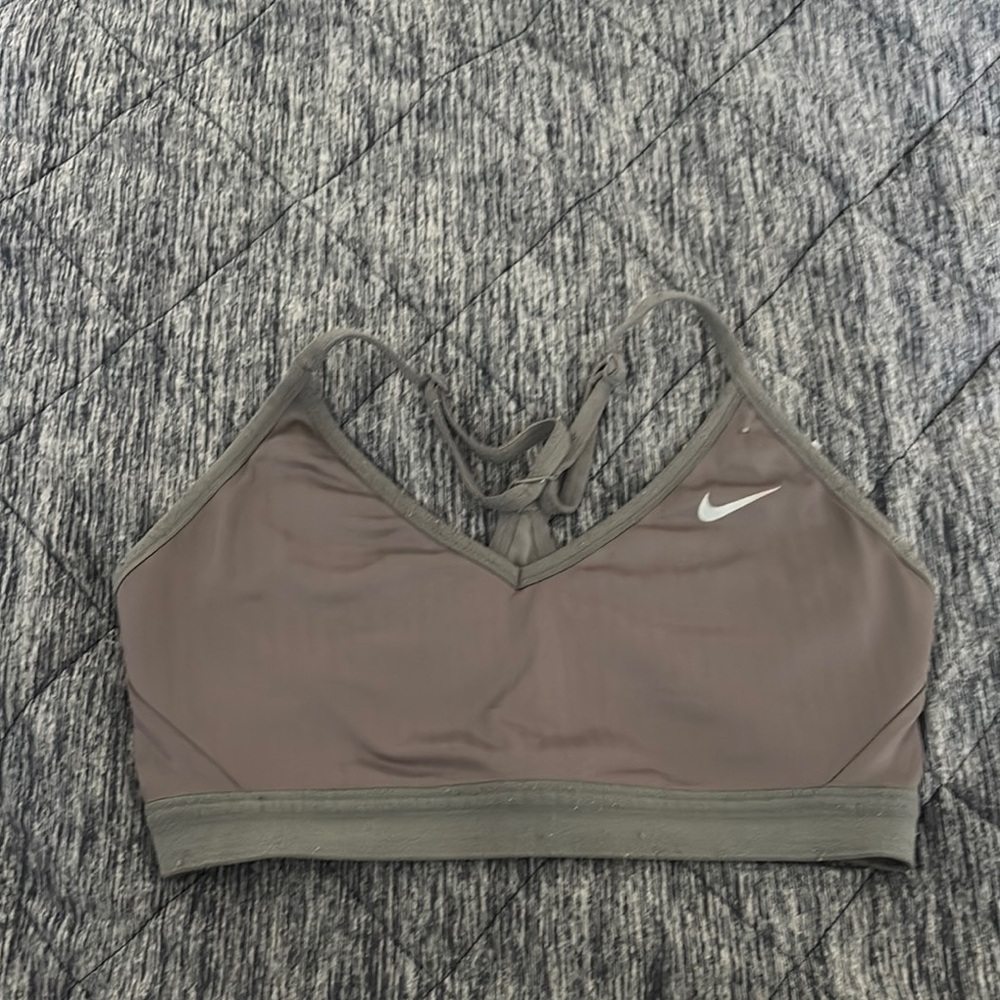 Nike Silver and Gray Sports Bra Moisture-Wicking Performance